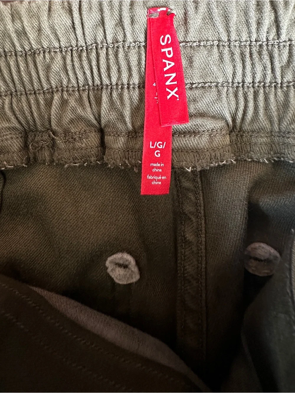 Spanx Twill Jogger Pants, Green, Size Large